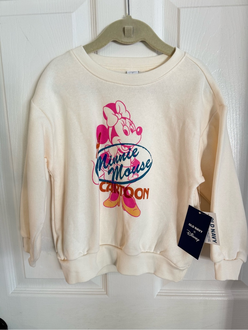 Old Navy Cream Minnie Mouse Graphic Crewneck Sweatshirt